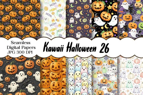 Download Kawaii Halloween Patterns Digital Paper - Kawaii Collection