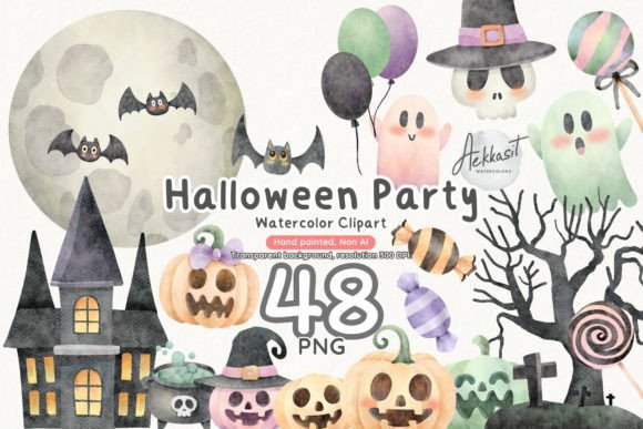 Download Halloween Party Watercolor Clipart - Watercolor Collection
