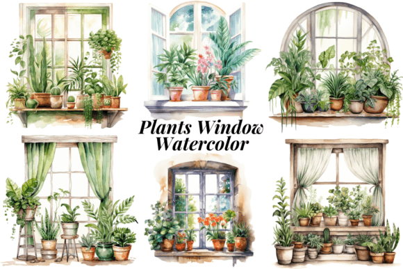 Download Plants Window Watercolor - Watercolor Collection