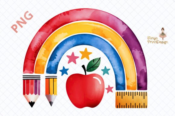 Download Watercolor School Theme Rainbow PNG - Watercolor Collection