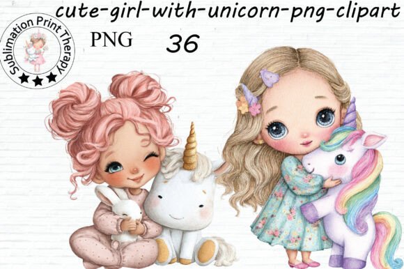 Download Cute Girl with Unicorn Clipart PNG - Unicorn clipart Collection