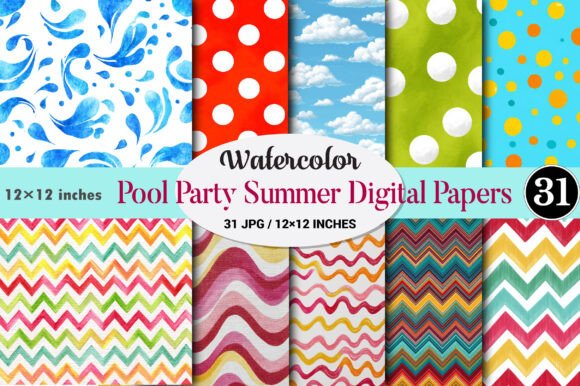 Download Pool Party Summer Digital Papers. - Summer digital papers Collection