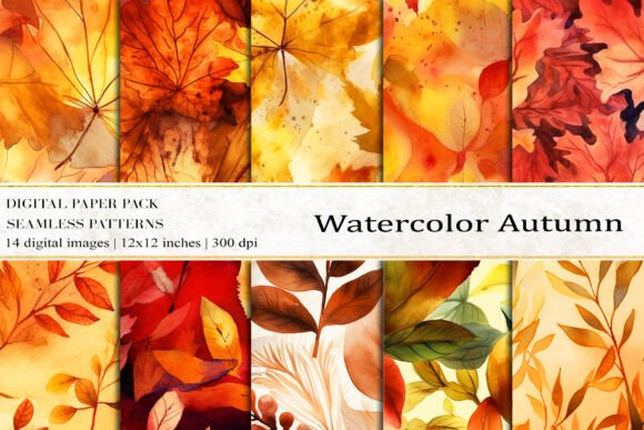Download Watercolor Autumn Digital Papers - Watercolor Collection
