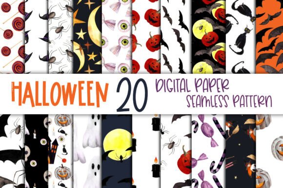 Download Watercolor Halloween Patterns Set - Watercolor Collection