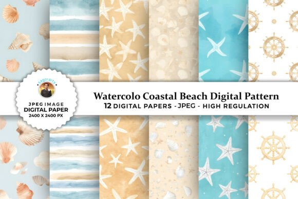 Download Watercolor Coastal Beach Digital Pattern - Watercolor Collection