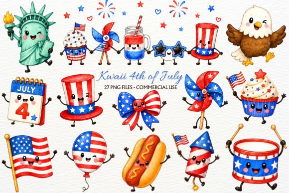 Download Kawaii 4th of July Nursery Clipart PNG - Kawaii Collection