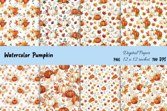 Download Watercolor Pumpkin Digital Paper - Watercolor Collection