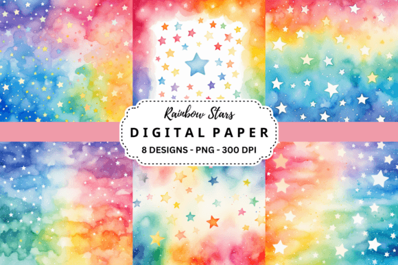 Download Rainbow Stars Watercolor Background - Watercolor Collection