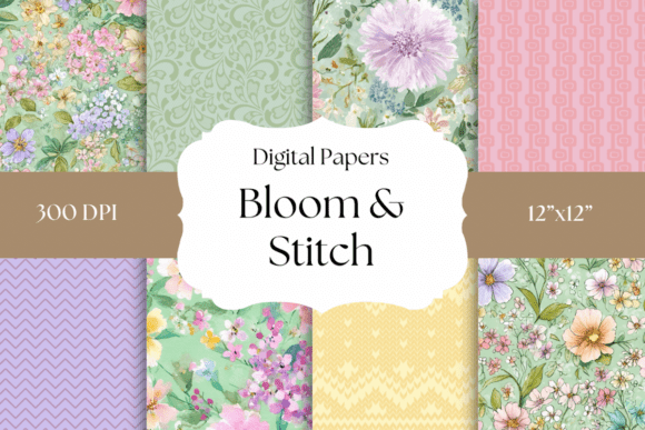 Download Spring Stitch &amp; Flower Digital Papers - Flower Collection