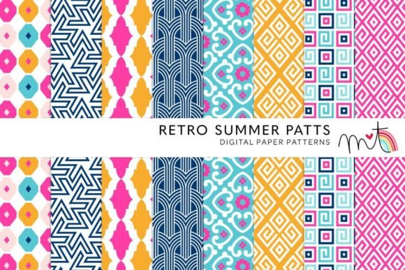Download Retro Summer Digital Papers - Premium Bundle