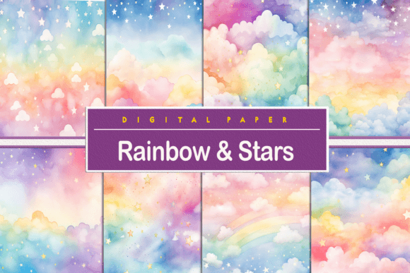 Download Watercolor Rainbow &amp; Stars - Watercolor Collection