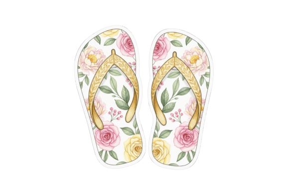 Download Watercolor Floral Patterned Flip-flops - Watercolor Collection