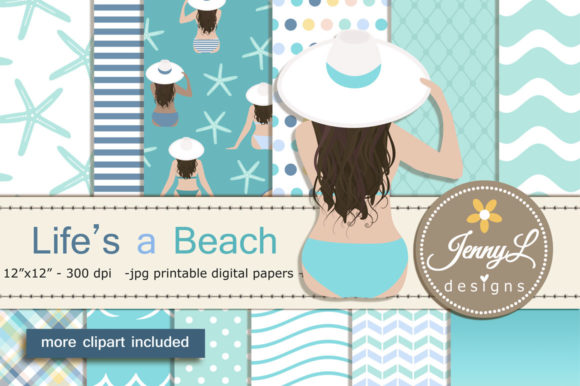 Download Beach Summer Digital Papers and Clipart - Summer digital papers Collection