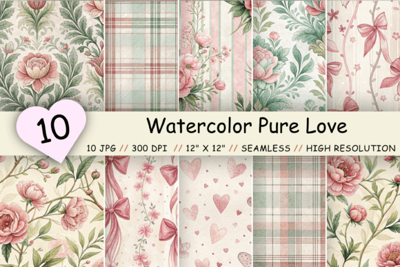 Download Watercolor Pure Love Digital Paper - Watercolor Collection