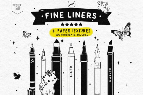 Download 100 Fine Line Brushes for Procreate - Brush Collection