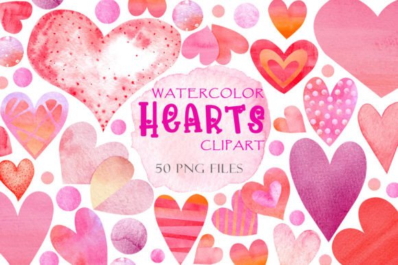 Download Pink Hearts Watercolor Set - Watercolor Collection