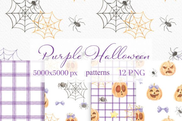 Download Watercolor Purple Halloween Patterns - Watercolor Collection