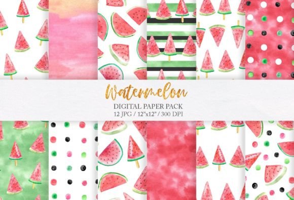 Download Watermelon Summer Digital Papers Pack - Summer digital papers Collection