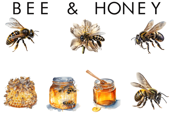 Download Watercolor Bee &amp; Honey Sublimation - Watercolor Collection