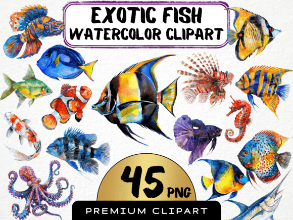 Download Watercolor Exotic Fish Clipart - Watercolor Collection