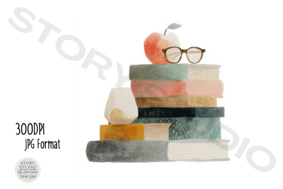 Download Watercolor Books Apple Clipart Set - Watercolor Collection