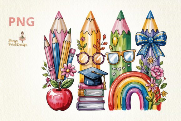 Download Back to School Watercolor Pencil Set PNG - Watercolor Collection