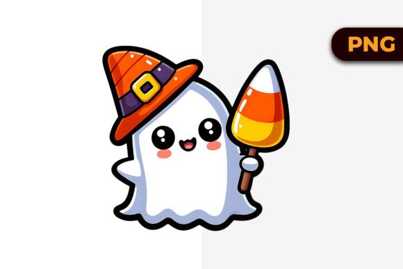 Download Kawaii Ghost Holding a Candy Corn Png - Kawaii Collection