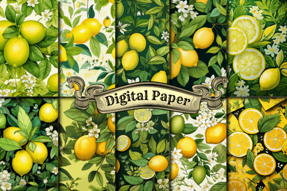 Download Watercolor Lime Lemon Digital Papers - Watercolor Collection