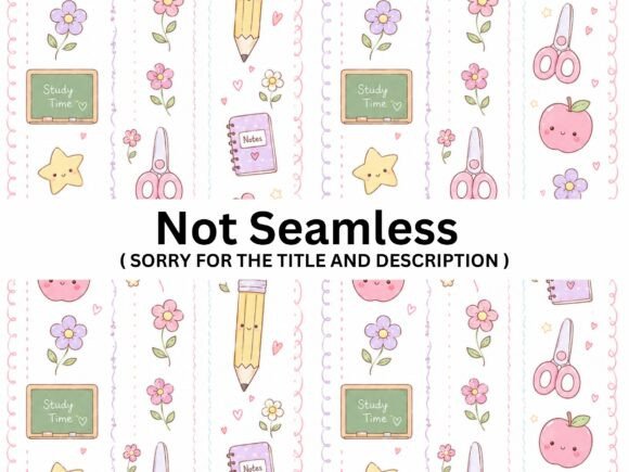 Download Kawaii School Supplies Seamless Pattern - Kawaii Collection