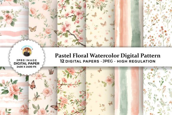 Download Pastel Floral Watercolor Digital Pattern - Watercolor Collection