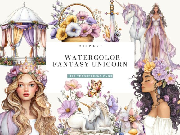 Download Watercolor Fantasy Unicorn Clipart - Watercolor Collection