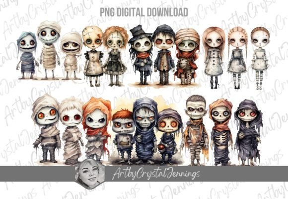 Download Spooky Halloween Zombies Watercolor PNG - Watercolor Collection