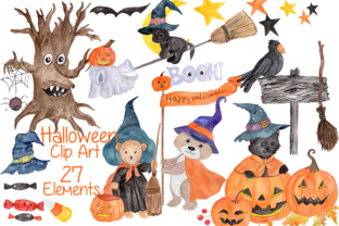 Download Halloween Clipart,Watercolor Pumpkin Clipart, Jack O Lanterns, Trick or Treat.Candy Corn, Fall Decor - Watercolor Collection