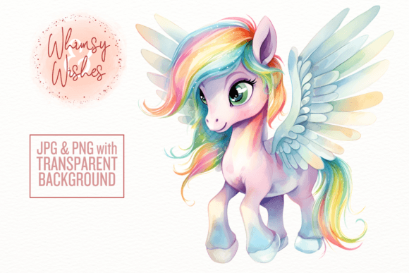 Download Pastel Rainbow Pegasus Watercolor - Watercolor Collection