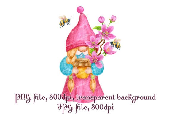 Download Gnome Bee Honey Spring Flower Watercolor - Flower Collection
