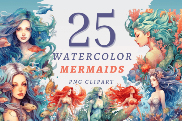 Download Watercolor Mermaids PNG Bundle - Watercolor Collection
