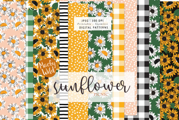 Download Sunflower Picnic Seamless Patterns - Flower Collection