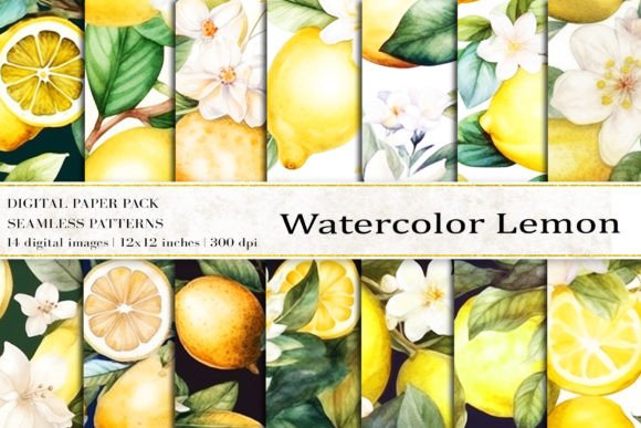 Download Watercolor Lemon Digital Papers - Watercolor Collection