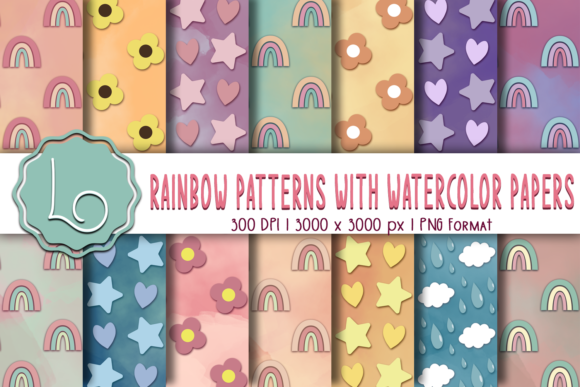 Download Rainbow Patterns with Watercolor Papers - Watercolor Collection