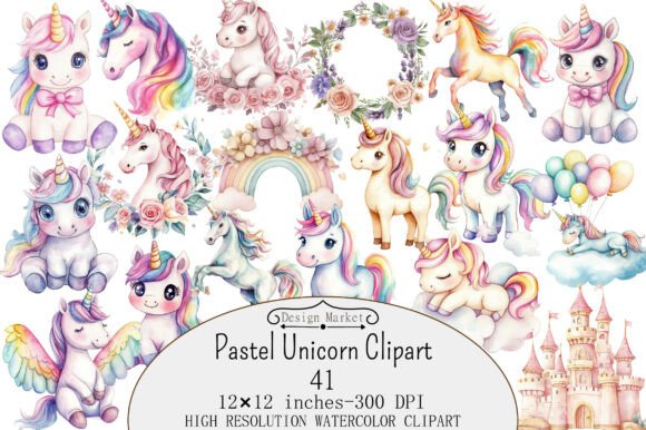 Download Watercolor Pastel Unicorn Clipart - Watercolor Collection