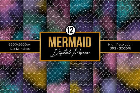 Download Watercolor Mermaid Digital Papers - Watercolor Collection