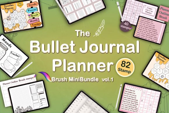 Download MiniBundle Planner Brush Stamp Procreate - Brush Collection
