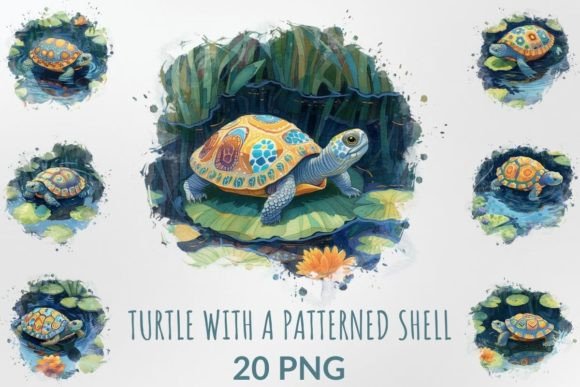 Download Watercolor Turtle with a Patterned Shell - Watercolor Collection