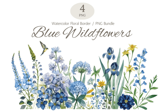 Download Blue Wildflower Horizontal Border Bundle - Flower Collection