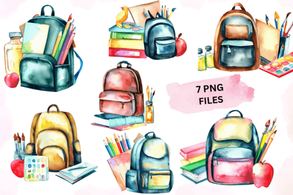 Download Watercolor Back to School Clipart Set - Watercolor Collection