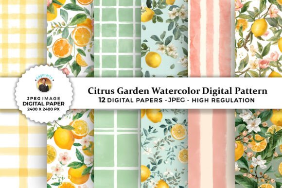 Download Citrus Garden Watercolor Digital Pattern - Watercolor Collection