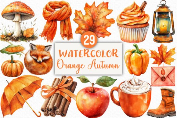 Download Watercolor Orange Autumn Clipart - Watercolor Collection