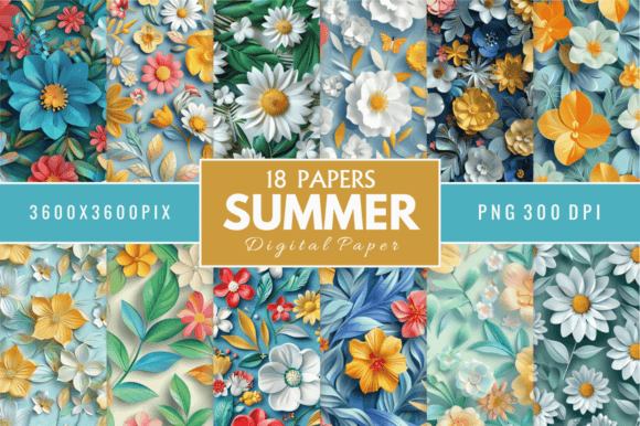 Download Watercolor Summer Digital Paper Bundle - Watercolor Collection