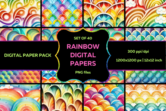 Download Watercolor Rainbow Digital Papers - Watercolor Collection