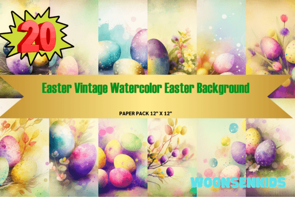 Download Easter Vintage Watercolor Easter Background PNG KDP - Watercolor Collection